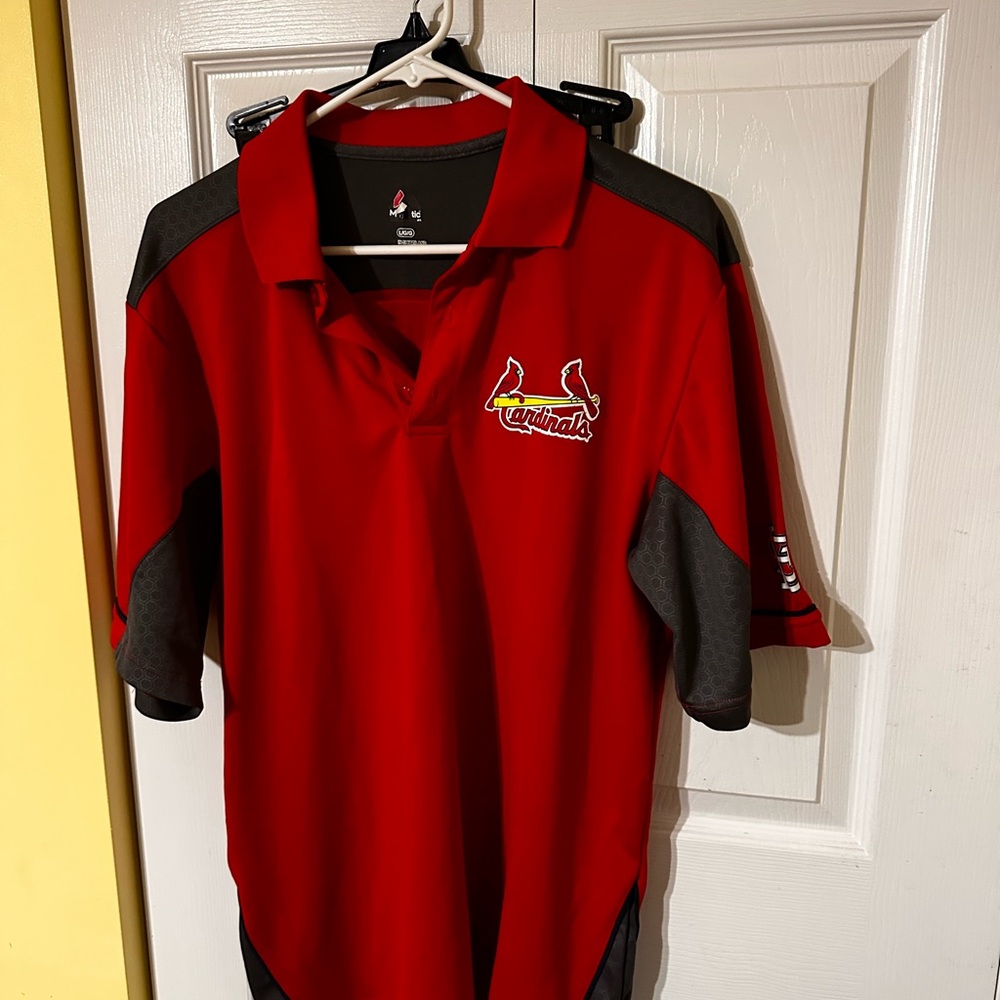 Majestic red and grey Polo Shirt